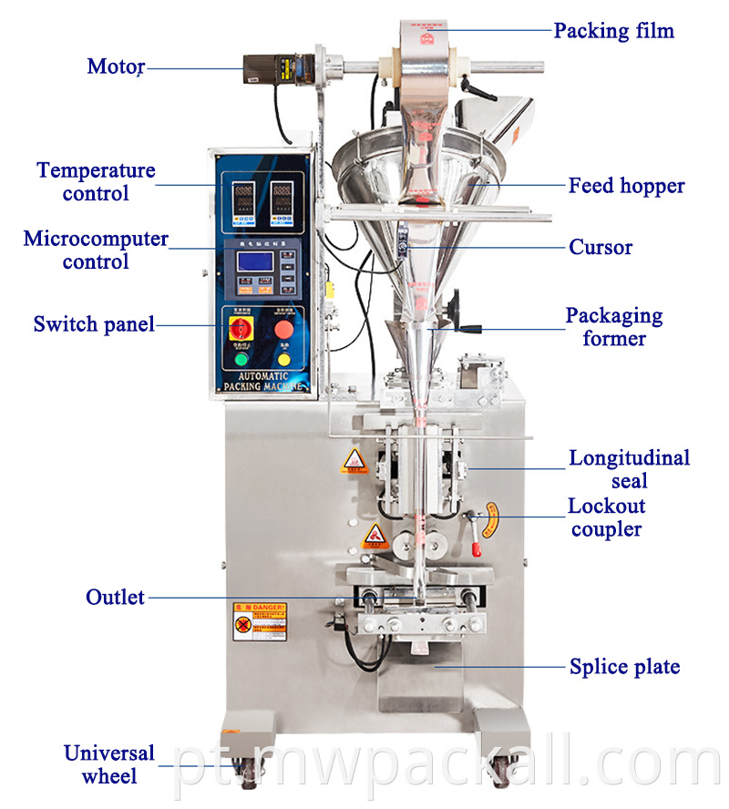 Máquina de embalagem de saco de café de arroz em pó máquina de embalagem automática de grânulos máquina de embalagem de saco vertical